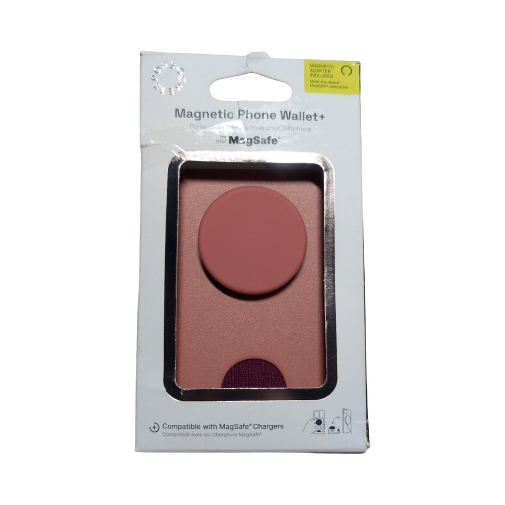 Gg6-O PopSockets Magnetic Wallet with Grip & MagSafe Adapter Ring Included Clay
